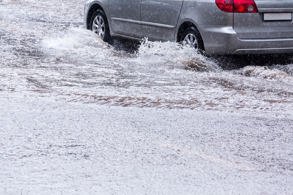 Vehicle Traversing Flood Waters