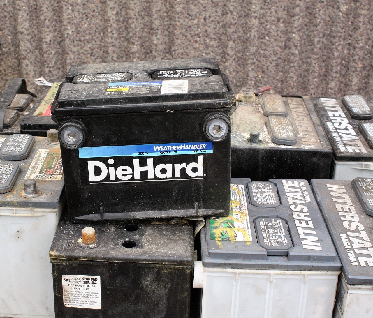 Old stack of batteries 