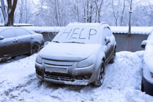 Winter Driving Car Stuck in Park